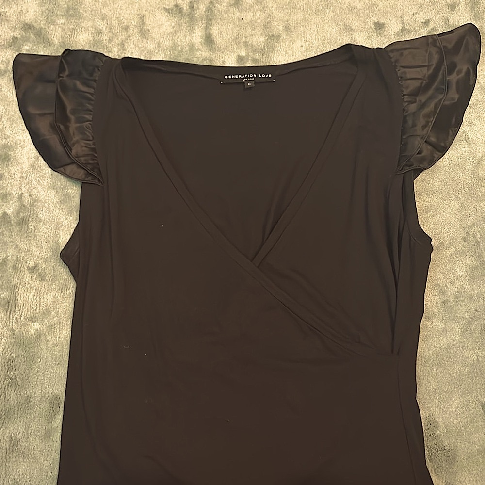 Generation Love black ruffle-sleeve blouse
